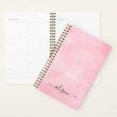Gepersonaliseerde Handtekening Roze Waterverf Plan Planner (Display)