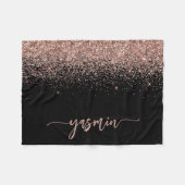 Gepersonaliseerde handtekening Zwart Roos Gold Gli Fleece Deken (Voorkant (Horizontaal))