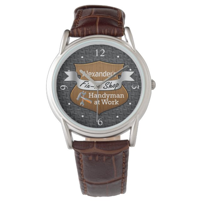 Gepersonaliseerde Handyman Fix-It aangepaste naam  Horloge (Voorkant)