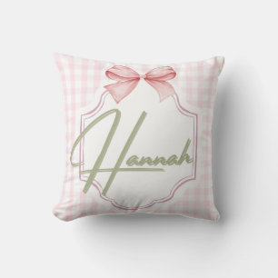 Gepersonaliseerde Hannah Baby Girl Nursery Bow & G Kussen