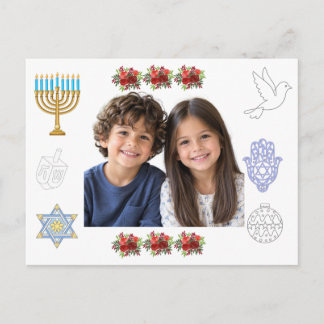 Gepersonaliseerde Hanukkah-ansichtkaart met foto's Briefkaart