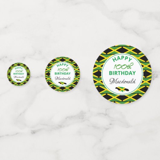 Gepersonaliseerde HAPPY 100th BIRTHDAY Jamaica Vla Confetti (Voorkanten)