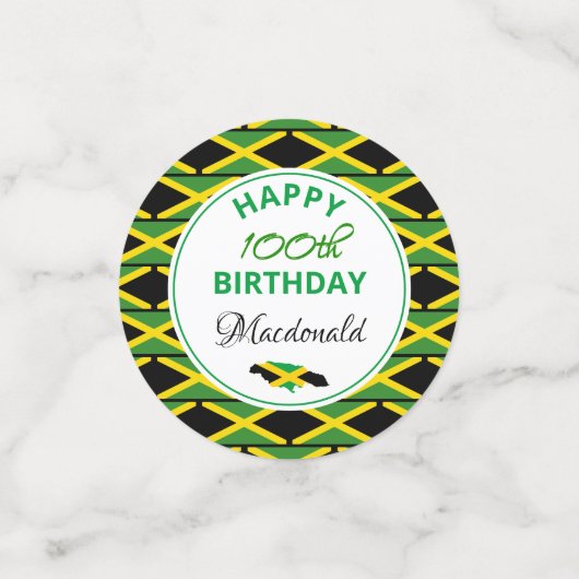 Gepersonaliseerde HAPPY 100th BIRTHDAY Jamaica Vla Confetti (Kleine voorkant)