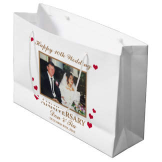 Gepersonaliseerde Happy 10th Wedding Jubileum Wit Groot Cadeauzakje