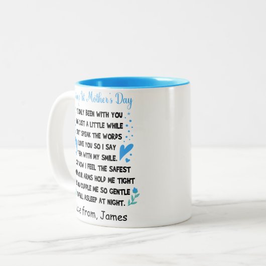 Gepersonaliseerde Happy 1st Moederdag, Aangepaste  Tweekleurige Koffiemok (Voorkant links)