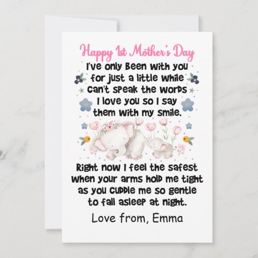 Gepersonaliseerde Happy 1st Moederdag, de Naam van Feestdagenkaart (Voorkant)