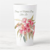 Gepersonaliseerde Happy 1st Moederdag Pink Floral Latte Mok (Voorkant)