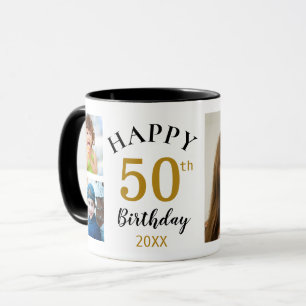 Gepersonaliseerde Happy 50th Birthday 5 Fotocollag Mok