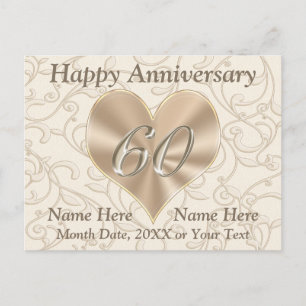 Gepersonaliseerde Happy 60th Jubileum Post Kaarten