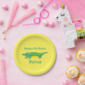 Gepersonaliseerde Happy Birthday Alligator Crocodi Papieren Bordje (Feest)