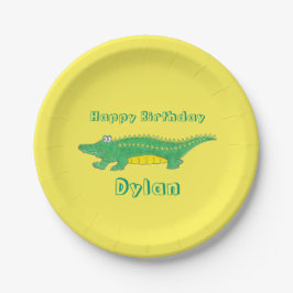 Gepersonaliseerde Happy Birthday Alligator Crocodi Papieren Bordje