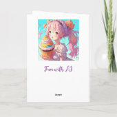 Gepersonaliseerde Happy Birthday Anime Meisje Cupc Kaart (Achterkant)