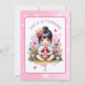 Gepersonaliseerde Happy Birthday |  Aziatisch meis Kaart (Voorkant)