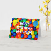 Gepersonaliseerde Happy Birthday Ball Pit Theme Bo Kaart (Gele Bloem)