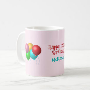 Gepersonaliseerde Happy Birthday Balloons 30e verj Koffiemok