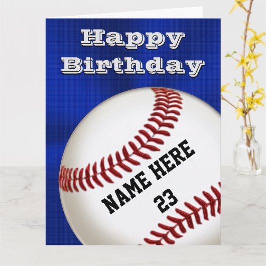 GEPERSONALISEERDE Happy Birthday Baseball Kaarten (Gele Bloem)
