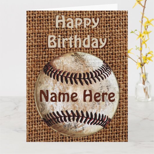 Gepersonaliseerde  Happy Birthday Baseball Kaarten (Gele Bloem)