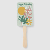 Gepersonaliseerde Happy Birthday Bloemen Fan Gezic Handwaaier (Achterkant)