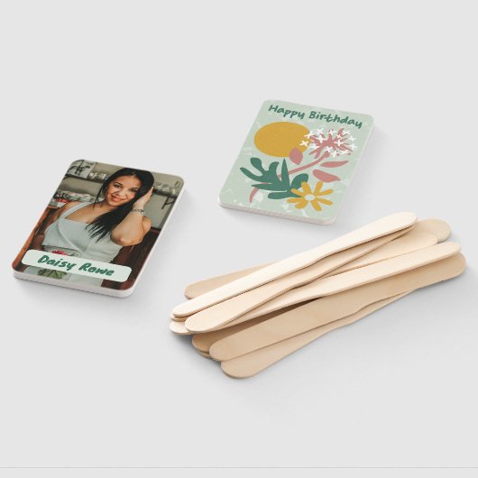 Gepersonaliseerde Happy Birthday Bloemen Fan Gezic Handwaaier (Niet-gemonteerd)