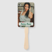 Gepersonaliseerde Happy Birthday Bloemen Fan Gezic Handwaaier (Voorkant)