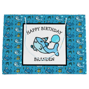 Gepersonaliseerde Happy Birthday Blue Baby Shark Groot Cadeauzakje
