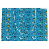 Gepersonaliseerde Happy Birthday Blue Baby Shark Groot Cadeauzakje (Achterkant)