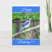 Gepersonaliseerde Happy Birthday Blue Jay Kaart (Voorkant)