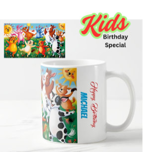 Gepersonaliseerde Happy Birthday Boerderijdieren K Koffiemok