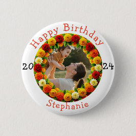 Gepersonaliseerde Happy Birthday Celebration foto  Ronde Button 5,7 Cm