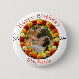 Gepersonaliseerde Happy Birthday Celebration foto  Ronde Button 5,7 Cm
