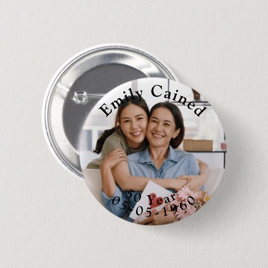 Gepersonaliseerde Happy Birthday Celebration gesch Ronde Button 5,7 Cm (Voorkant /achterkant)