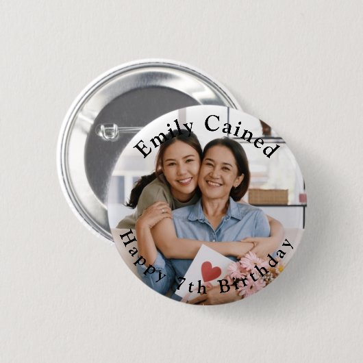 Gepersonaliseerde Happy Birthday Celebration gesch Ronde Button 5,7 Cm (Voorkant /achterkant)