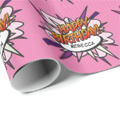 Gepersonaliseerde HAPPY BIRTHDAY Comic Book Pop Ar Cadeaupapier (Rol Hoek)