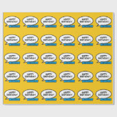 Gepersonaliseerde HAPPY BIRTHDAY Comic Book Pop Ar Cadeaupapier (Vlak)