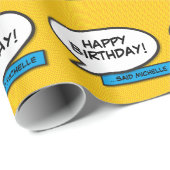 Gepersonaliseerde HAPPY BIRTHDAY Comic Book Pop Ar Cadeaupapier (Rol Hoek)