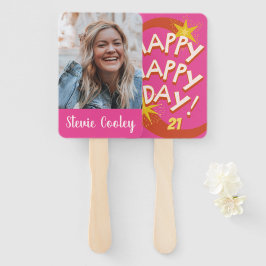 Gepersonaliseerde Happy Birthday-fans Handwaaier