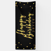 Gepersonaliseerde Happy Birthday Faux Gold Confett Spandoek (Verticaal)