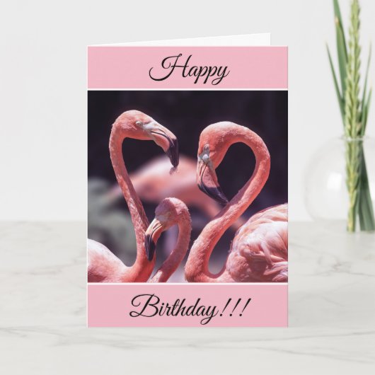 Gepersonaliseerde Happy Birthday Flamingos Kaart (Voorkant)