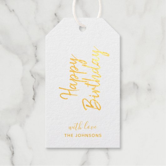 Gepersonaliseerde Happy Birthday folie Gift labels (Voorkant)