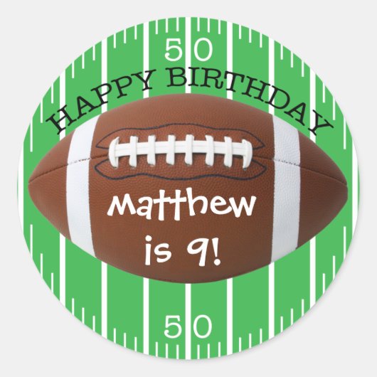 Gepersonaliseerde Happy Birthday Football Sticker (Voorkant)
