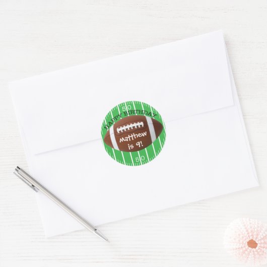 Gepersonaliseerde Happy Birthday Football Sticker (Envelop)