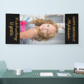 Gepersonaliseerde Happy Birthday Fotoleeftijd Spandoek (Beurs)