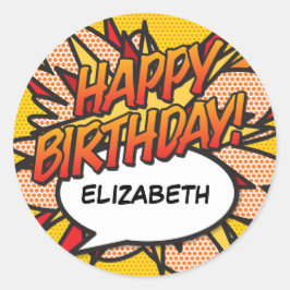 Gepersonaliseerde HAPPY BIRTHDAY Fun Modern Ronde Sticker