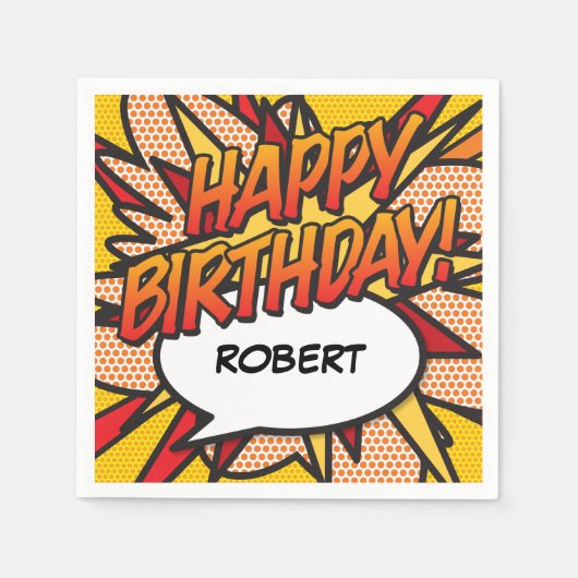 Gepersonaliseerde HAPPY BIRTHDAY Fun Speech Bubble Servet (Voorkant)