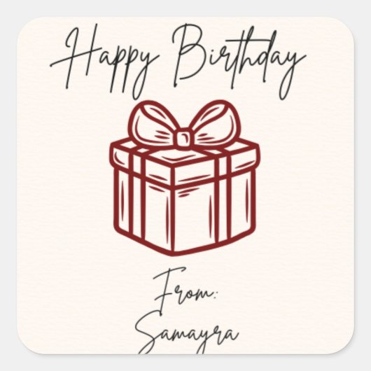 Gepersonaliseerde Happy Birthday Gift Sticker (Voorkant)