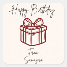 Gepersonaliseerde Happy Birthday Gift Sticker