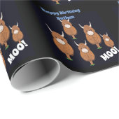 Gepersonaliseerde Happy Birthday Highland Koe Cadeaupapier (Rol Hoek)