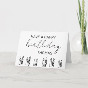 Gepersonaliseerde Happy Birthday-kaarsen minimalis Kaart