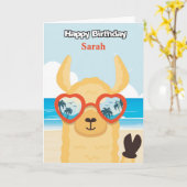 Gepersonaliseerde Happy Birthday Kaart - Strand Ll (Gele Bloem)