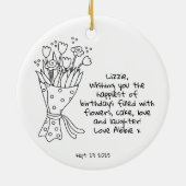 Gepersonaliseerde Happy Birthday Keepsake Keramisch Ornament (Achterkant)